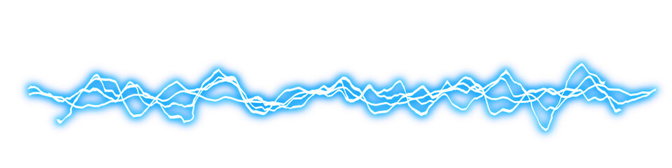 Blue light electric thunderbolt energy effect isolated on white background