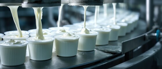 Dairy product production line filling containers industrial food processing