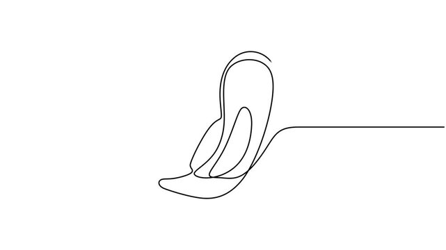 Self drawing line animation sanitary pad continuous one line drawing concept, sanitary pad, female, menstruation, protection, hygiene, 4k video.