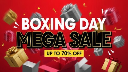 Boxing Day Mega Sale Promotion with Falling Gifts