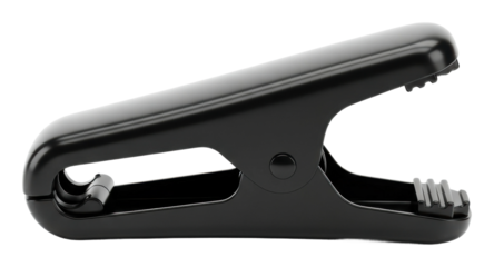 Clipping action with a black paper clip office product isolated on transparent background