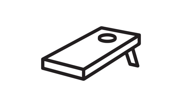 Simple cornhole board game outline icon, outdoor recreational activity vector illustration isolated on white.