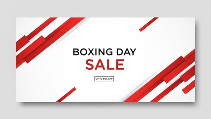 Clean Boxing Day Sale Banner with Red Accent Lines