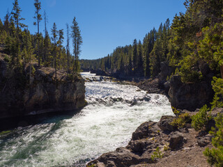 Rushing Rapids of the Yellowstone River Upstream