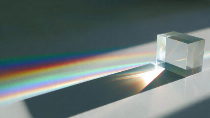 Crystal Cube with Rainbow Light Spectrum