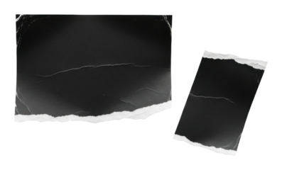 Torn black paper sheets graphic design minimalism isolated on transparent background