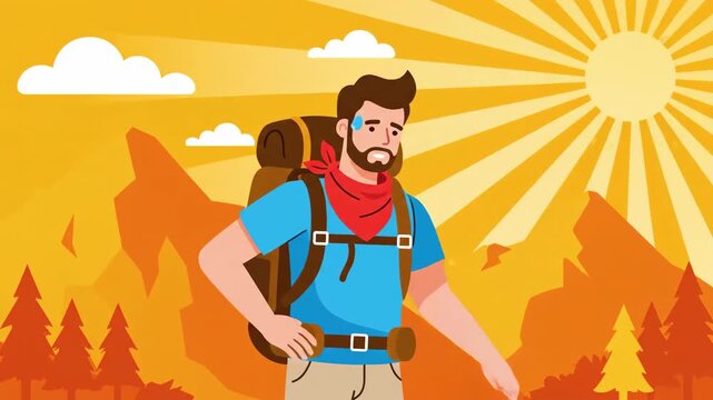 Hiker Faces Exhaustion During Sun-Drenched Journey Through Mountainous Terrain