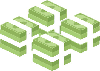 Fototapeta premium Stacks of green money bills on white background