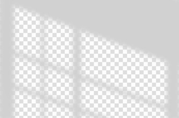 Vector Light and shadow from window overlay effect on transparent background. Silhouette light abstract can use for wallpaper minimal,mock up design.Black and white blurred image backdrop.
