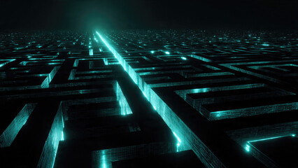 Futuristic Maze of Glowing Lines