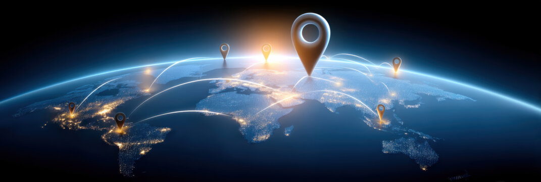 Futuristic global network connection with cloud computing technology over world map - Powered by Adobe