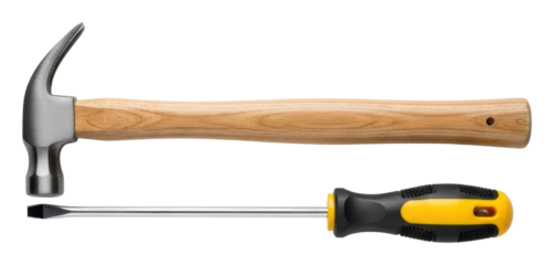 Tool use in home improvement workshop isolated on transparent background