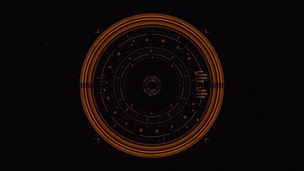 Hologram circle interface in futuristic cyberspace tunnel with high-tech elements and loading target design - Powered by Adobe