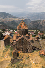 Aerial View of Haghpat Monastery in the Armenian highlands. Vertical photo