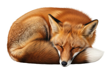 Sleeping fox in nature wildlife peaceful environment isolated on transparent background