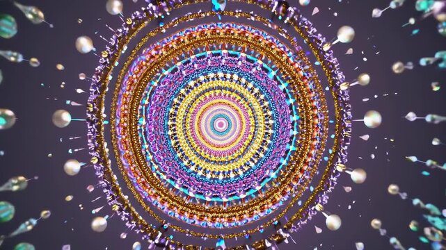 Abstract colorful mandala design with intricate patterns and shapes  