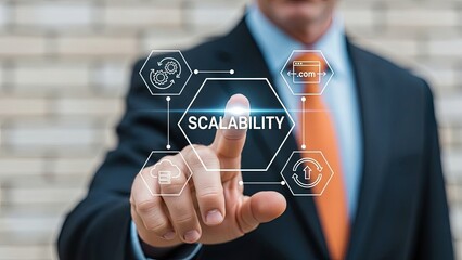 Businessman interacting with scalability concept on digital interface
