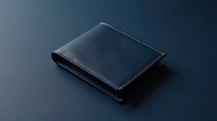 Elegant navy blue leather wallet on dark background, minimalist design for men&rsquo;s fashion and business accessories