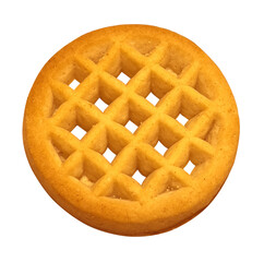 Round waffle cookie with a grid pattern on transparent background