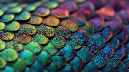 Iridescent Bird Feathers Macro
