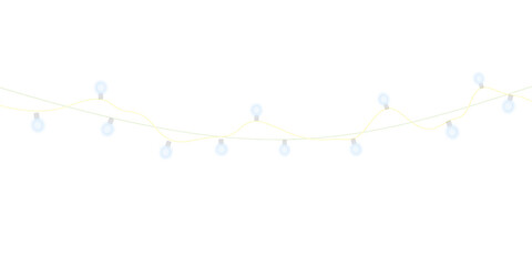 White string lights effects on transparent background.
