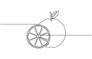 Continuous single line drawing of orange fruit.