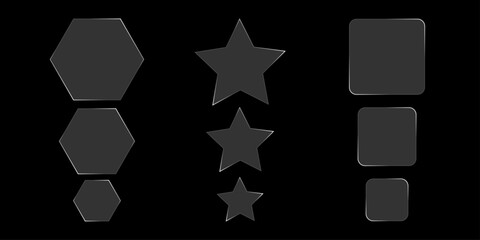 Futuristic transparent glass frames for website landing page. Digital banners UI templates design
