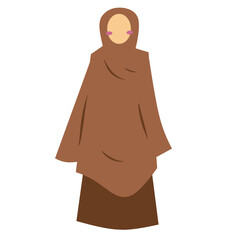 Illustration of Woman Wearing Brown Hijab
