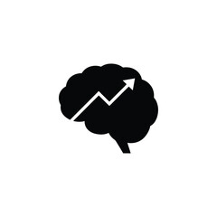 Brain with Ascending Graph AI Development. Cognitive Computing Growth Symbol. AI Intelligence Progress Icon.