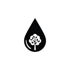 Water Drop with Growing Tree Icon. Resource Preservation Nature Symbol. Environmental Care Water and Tree.