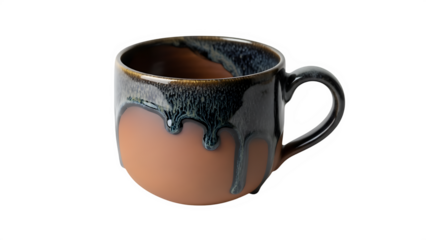 Ceramic Cup With Brown and Black Glaze, isolated on white or transparent background. PNG