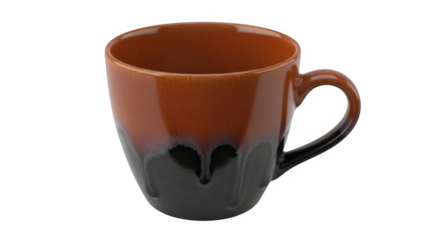 Ceramic Cup With Brown and Black Glaze, isolated on white or transparent background. PNG