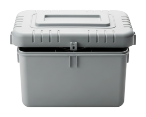 Sturdy plastic storage box home object isolated on transparent background