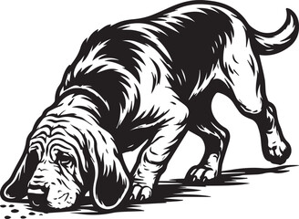 Fototapeta premium black and white illustration of a bloodhound dog