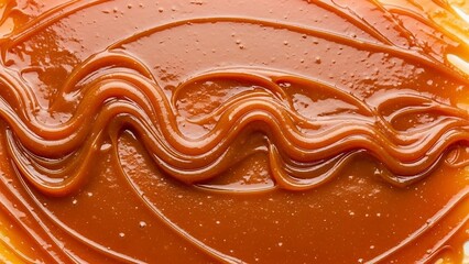 Smooth Swirls of Rich Golden Caramel Sauce Texture Close Up sweet dessert