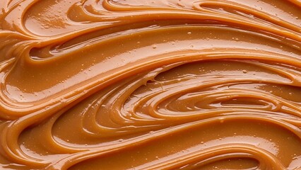 Swirling Smooth Caramel Sauce Texture Close-up dulce de leche toffee