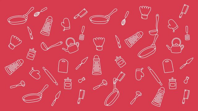 kitchenware pattern. Perfect for recipe blogs, culinary businesses, and foodrelated designs. Kitchenware art print.