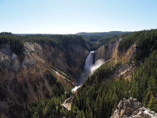 Iconic View of Lower Falls from Artist Point in Yellowstone
