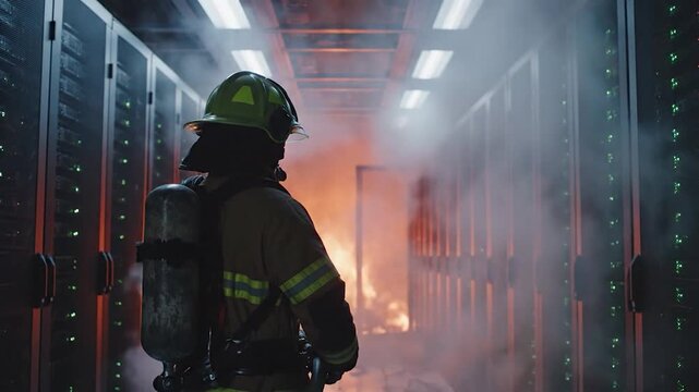 Firefighter in server room fire