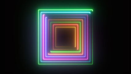 Abstract neon squire icon illustration background 4k.