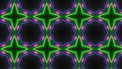 Abstract glowing neon mandala lines fabric icon illustration background.