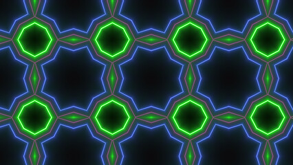 Abstract glowing neon mandala lines fabric icon illustration background.