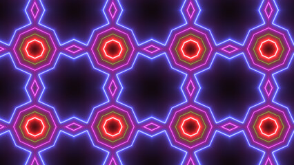 Abstract glowing neon mandala lines fabric icon illustration background.