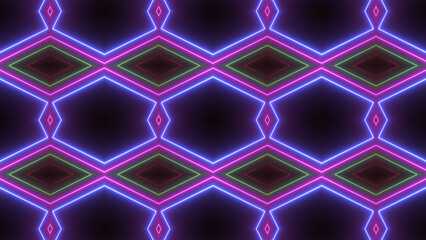 Glowing neon line mandala icon fabric sign illustration background.