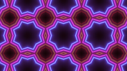 Glowing neon line mandala icon fabric sign illustration background.