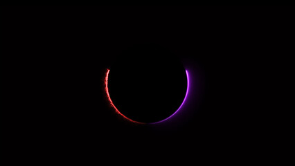 Abstract glowing neon circle loading shape icon illustration background.