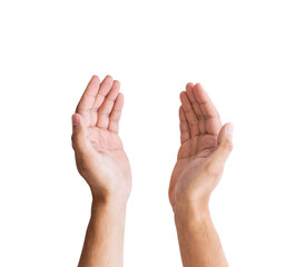 Pair of open hands presenting or holding an invisible object