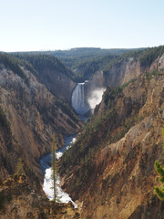 Vertical Scenic View of Lower Falls and Canyon