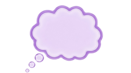 Light purple thought bubble PNG isolated on transparent background, cartoon speech cloud for social media and creative projects