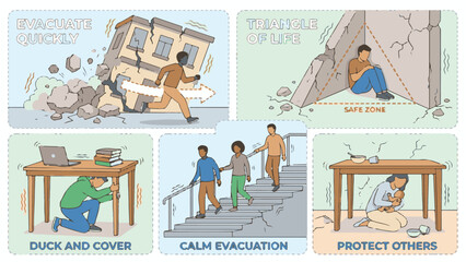 Earthquake safety tips and emergency preparedness survival guide infographic